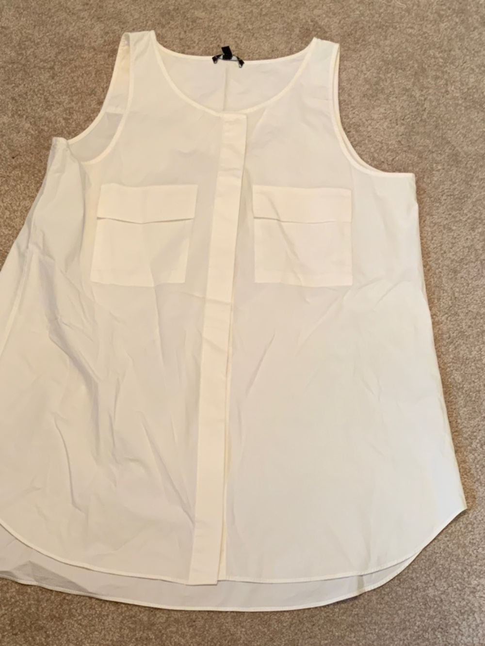Theory White Sleeveless Pocket Front Tank Top